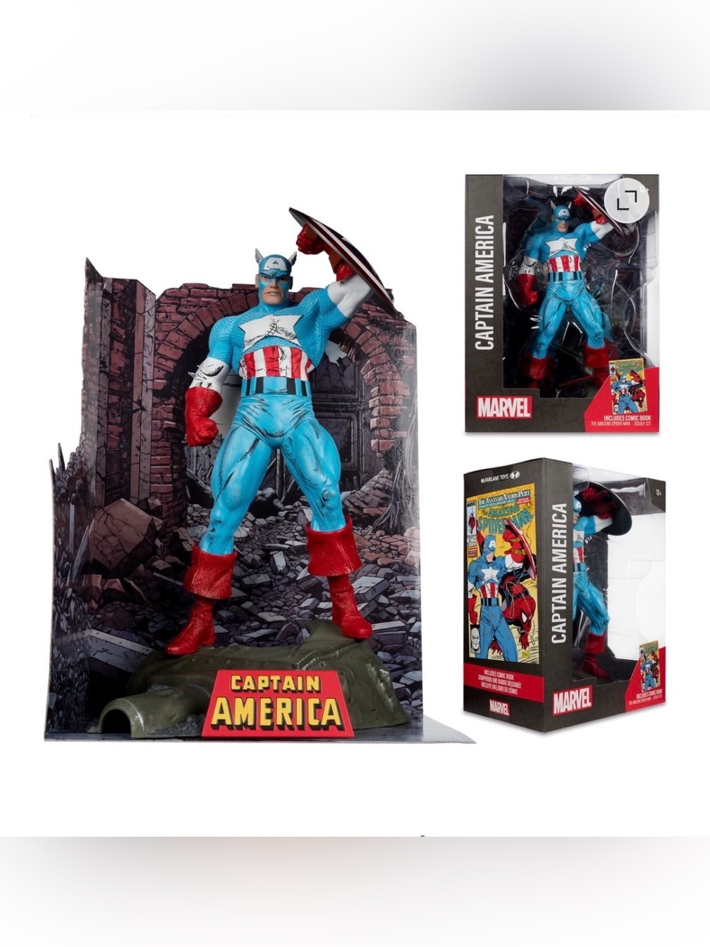 NIB McFarlane Toys- Marvel
Captain America 1:6th
Scale Posed 12" Figure w/ comic